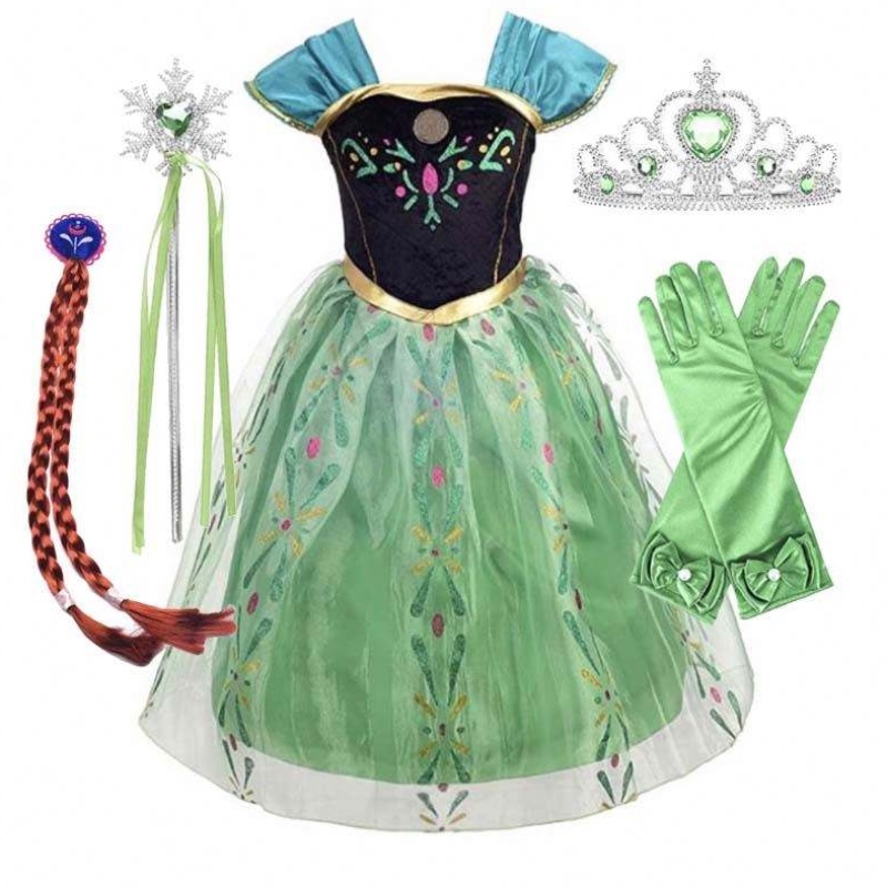 Ice Princess Coronation Green Costume เด็กวัยหัดเดินเด็กหญิงตัวเล็ก ๆ Anna Green Princess Dress HCGD-007