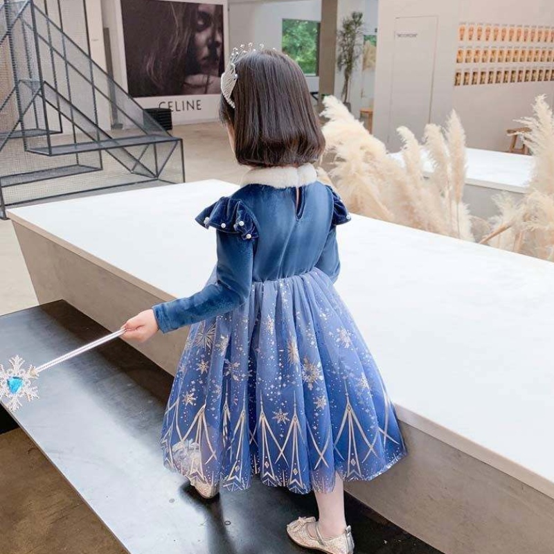 ไอเดียของขวัญ Long Long Lace bling เลื่อมแยก ana elsa dress hcgd-033
