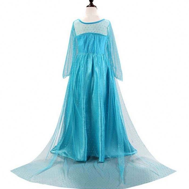 ชุดเด็กสวมชุดเด็กชุดคอสเพลย์แขนยาวเลื่อมสาวชุดเอลซาชุดใหม่ Elsa Anna Dress 3-8T HCGD-001