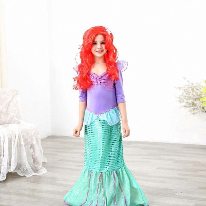 ปาร์ตี้วันเกิดชุดคริสต์มาส 2-10 ปีเด็กเจ้าหญิงคอสเพลย์สาว Ariel Mermaid เครื่องแต่งกาย HCMM-001
