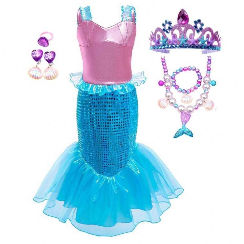 ปาร์ตี้วันเกิดชุดคริสต์มาส 2-10 ปีเด็กเจ้าหญิงคอสเพลย์สาว Ariel Mermaid เครื่องแต่งกาย HCMM-001
