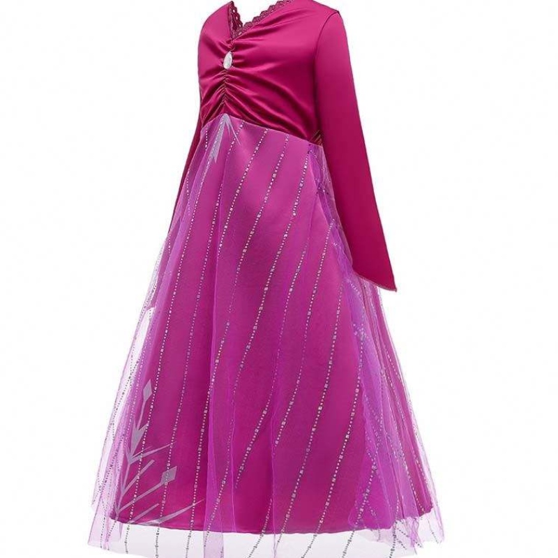 Anna Cosplay Party Vestidos Girl Clothing Red Elsa Costume Princess Elsa Dress สำหรับ 3-10y HCGD-034
