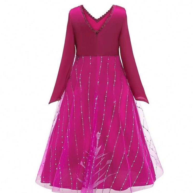 Anna Cosplay Party Vestidos Girl Clothing Red Elsa Costume Princess Elsa Dress สำหรับ 3-10y HCGD-034