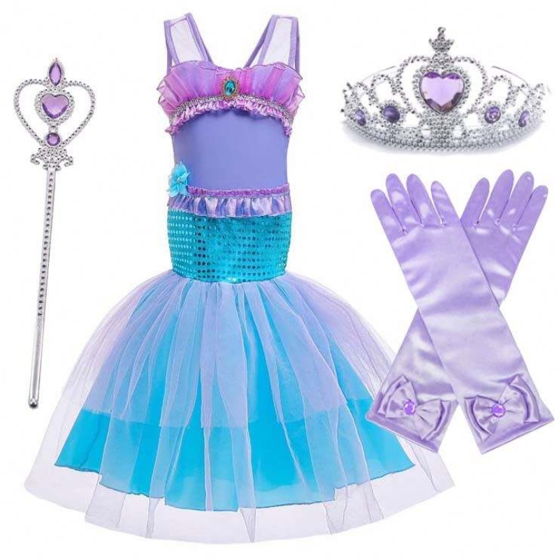 Princess Little Girls Sequins Mermaid Dress สำหรับสาว 6to7 ปีด้วยเครื่องประดับ HCMM-006