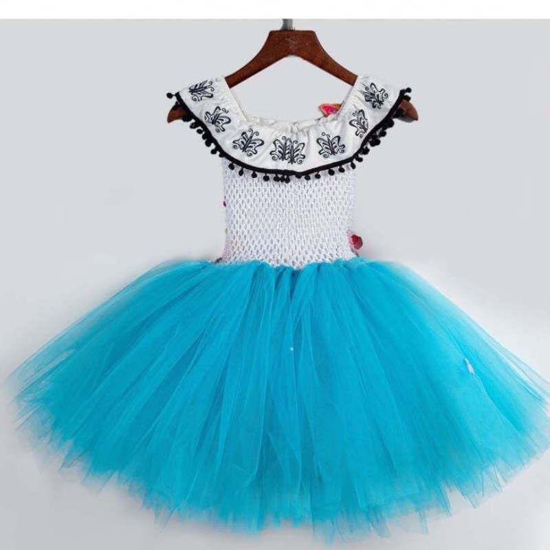 เสื้อผ้าฮัลโลวีนเด็กโครเชต์ทูลฟลัฟฟี่ดอกไม้ Encanto Mirabel Tutu Dress HCIS-015