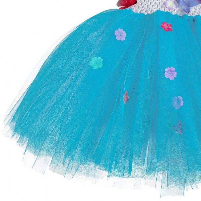 เสื้อผ้าฮัลโลวีนเด็กโครเชต์ทูลฟลัฟฟี่ดอกไม้ Encanto Mirabel Tutu Dress HCIS-015