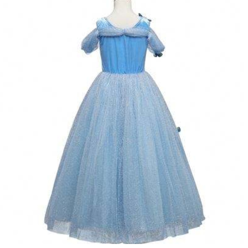 Wholesale Aurora Princess Dress Sleeping Beauty Costume Girls Dress with Butterfly for Kids แขนสั้นชุดลูกไม้