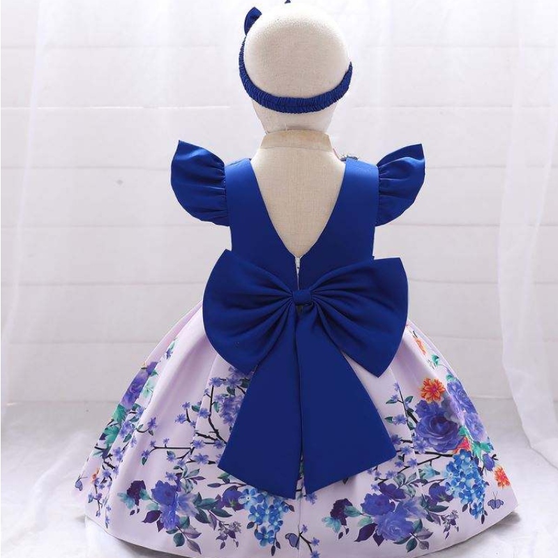 baige ใหม่แฟชั่นพิมพ์สาว frocks design frock kids ดอกไม้ชุดวันเกิดขายส่ง l2033xz