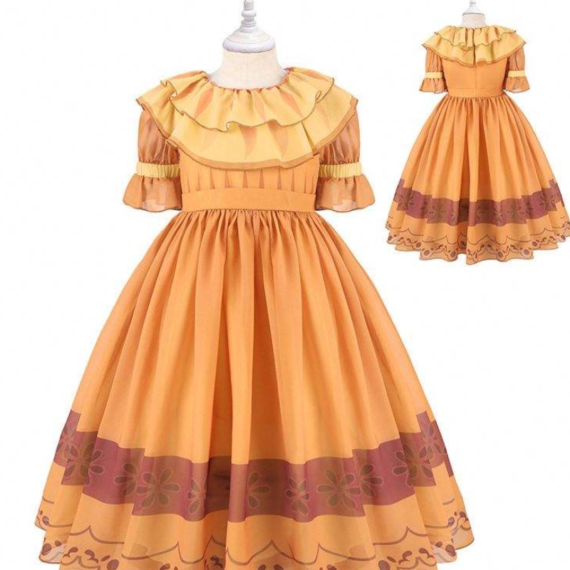 Baige Encanto Movie Mirabel Isabella Pepa Princess Princess เครื่องแต่งกายสำหรับเด็กผู้หญิงชุดการแสดง MFMW011