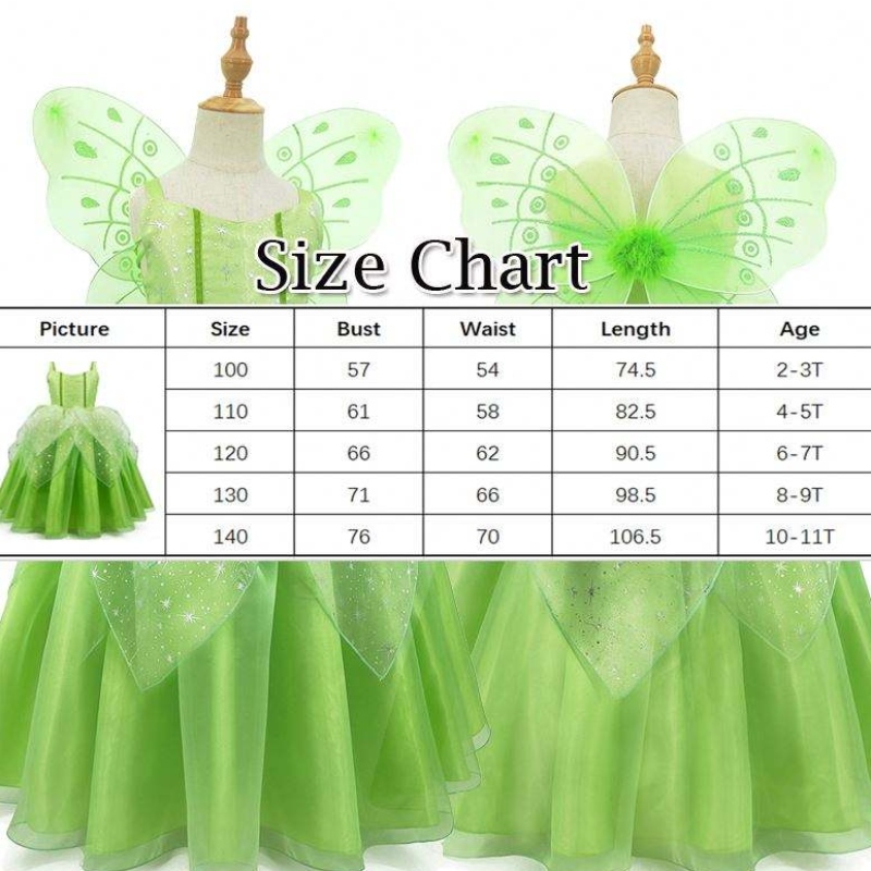 Baige Flower Girl Spot Splay Performance Cartoon Costume Tinker Bell Fairy Tinkerbell Princess Dress with Wing