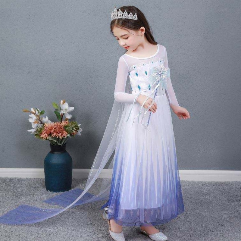 Baige เด็กสาวแฟนซีคอสเพลย์ยาว Cape Cosplay ปาร์ตี้ Princess Elsa ชุดแต่งกาย
