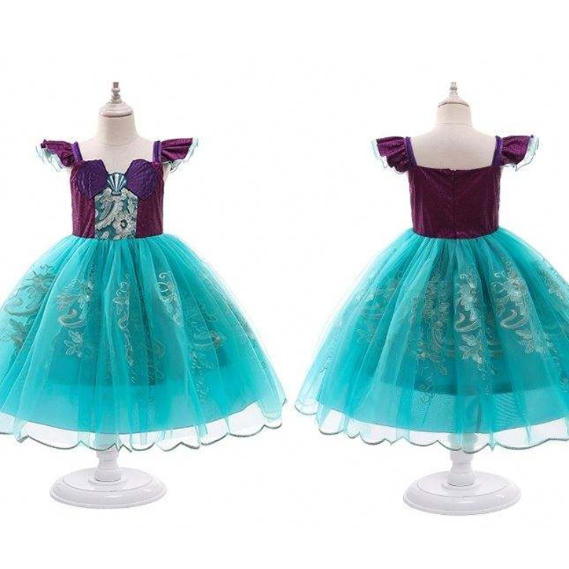 Baige Girls Mermaid Ariel Princess Dress Cosplay เครื่องแต่งกายสำหรับเด็กผู้หญิงนางเงือกแต่งตัวเสื้อผ้าเด็กฮาโลวีน