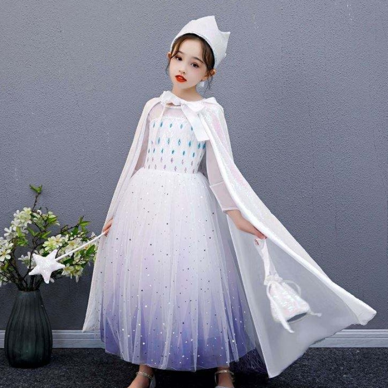 Baige Girl เลื่อม Cape Snow Queen Elsa Anna Costume Halloween Christmas Party For Girls BX211