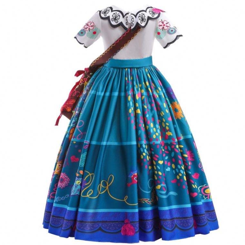 2022 Hot Sale Girls Encanto Movie Dress Up Mirabel เครื่องแต่งกายเด็กทารกฤดูร้อนชุดยาวพร้อมกระเป๋า