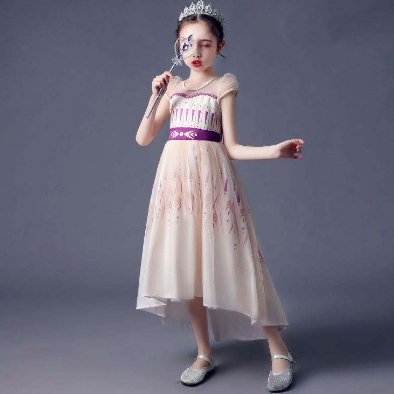 Baige สาวใหม่คอสเพลย์ Queen Elsa Dresses Trailing Princess Anna Dress for Girls BX1720