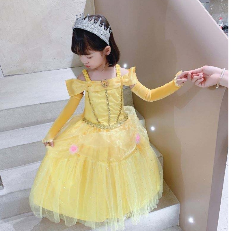 Beauty and the Beast Belle Princess Dress Kid Girl Party Cosplay Costume