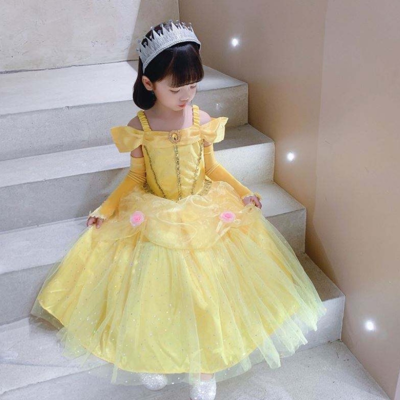 Beauty and the Beast Belle Princess Dress Kid Girl Party Cosplay Costume