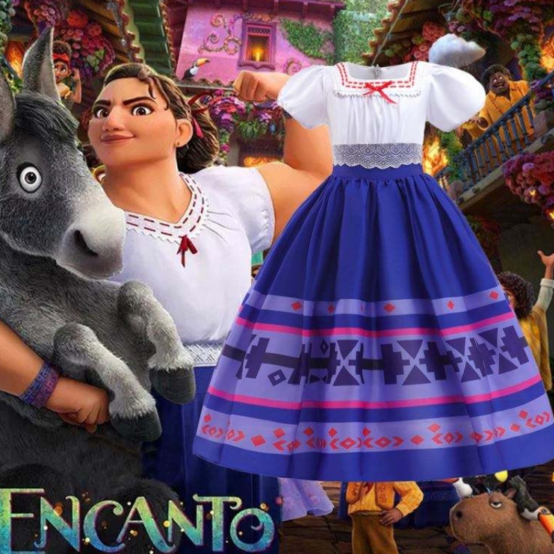baige ล่าสุดเอวแน่นสาวหมุนวนกระโปรงเด็กเสื้อผ้าปาร์ตี้ Encanto ชุดสำหรับเด็ก