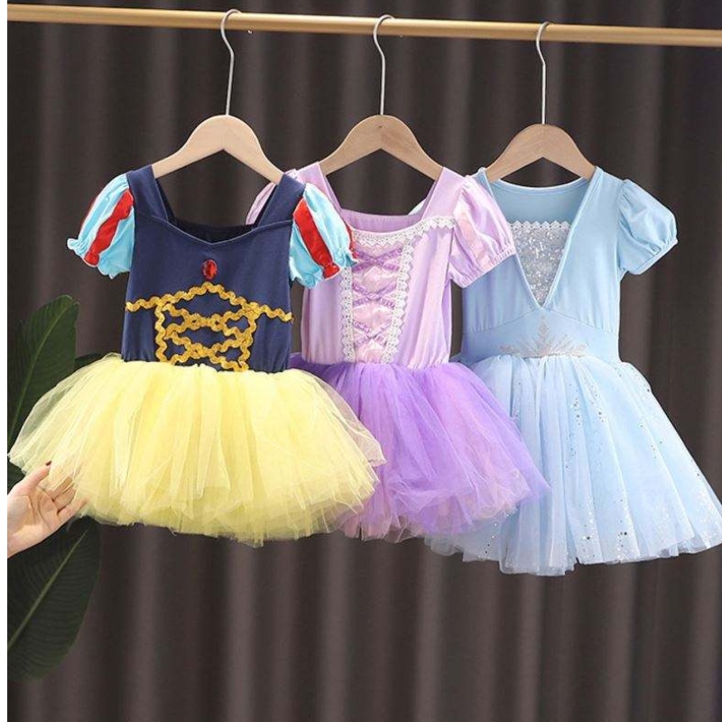 เด็ก Elsa Anna Rapunzel Snow White Tutu Dress Princess เครื่องแต่งกายเด็กผู้หญิงการแสดงการเต้นรำชุดรัดรูปลูกบอลเด็กผู้หญิง