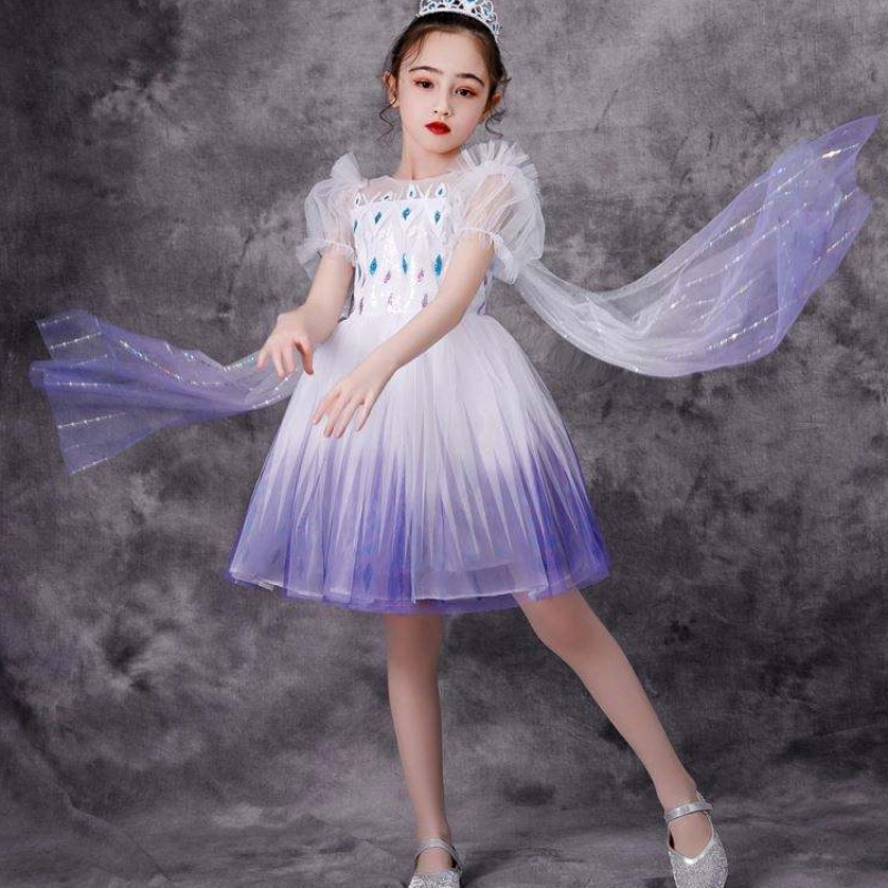 สาวใหม่ Elsa 2 Aisha White Dress Kids Princess Girls Halloween Princess Dress Tutu Summer Wedding Wedding งานวันเกิดปาร์ตี้