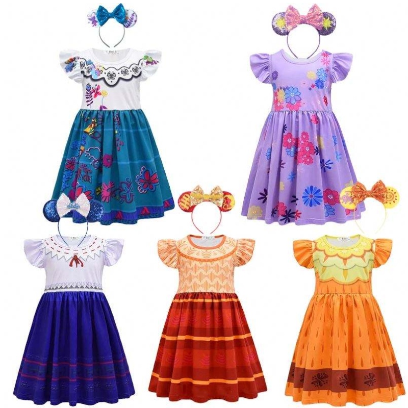 สาว ๆ encanto Charm ชุด encanto ปลอมตัวคาร์นิวัลฤดูร้อนเด็กบริสุทธิ์เด็กเจ้าหญิง Midi Mirabel Isabela วันเกิดปาร์ตี้คุณ
