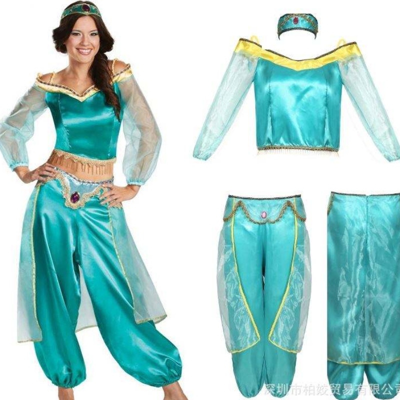 Jasmine Princess Dress ผู้ใหญ่คอสเพลย์ชุดฮาโลวีนชุดคอสเพลย์สวมใส่เวที