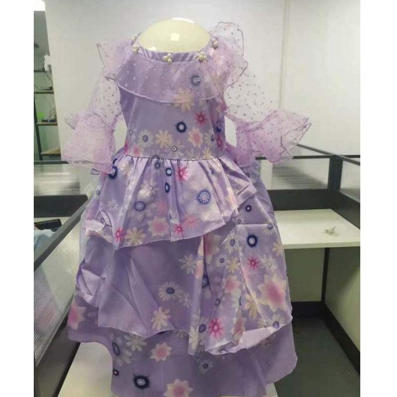 2022 เด็กผู้หญิงชุด Mirabel หญิงสาวชุดราตรีที่สง่างาม Tutu Prom Gown Encanto เด็กคอสเพลย์เครื่องแต่งกาย
