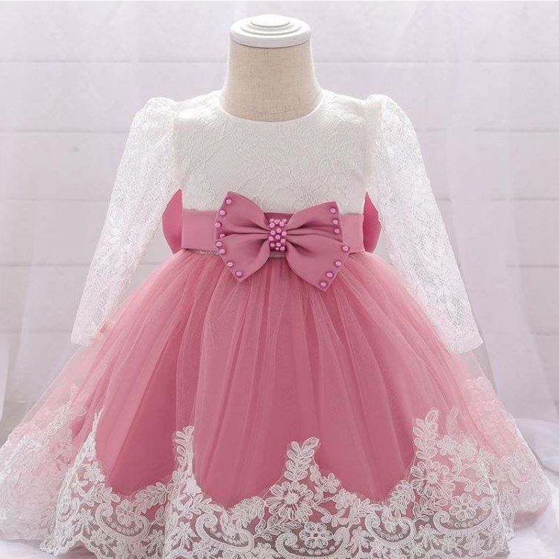 Baige Flower Girl Party สวมชุดบัพติศมาแบบตะวันตกลูกไม้ทารกแรกเกิด