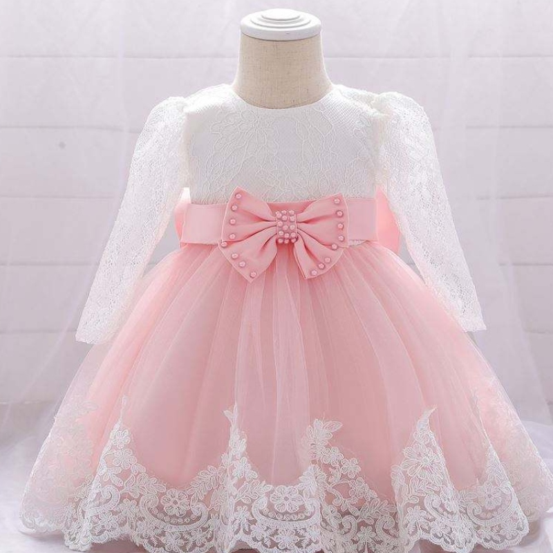 Baige Flower Girl Party สวมชุดบัพติศมาแบบตะวันตกลูกไม้ทารกแรกเกิด