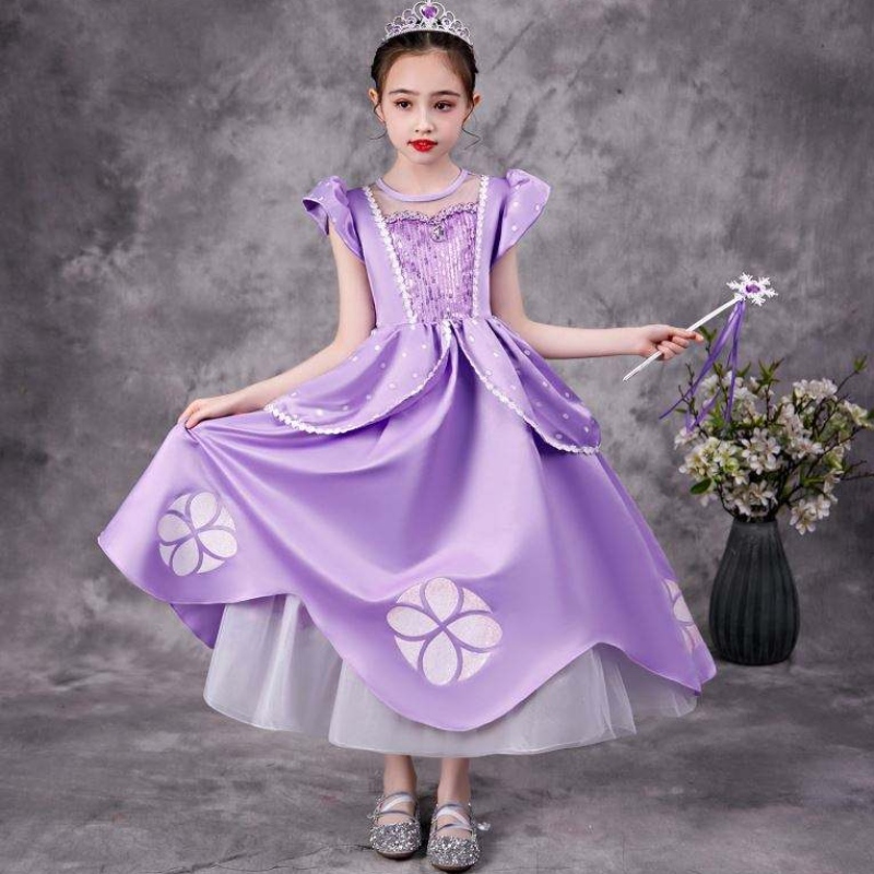 Baige Sofia Rapunzel Elsa Anna Belle Princess Dress TV หนังเครื่องแต่งกาย Sofiya Princess for Girl