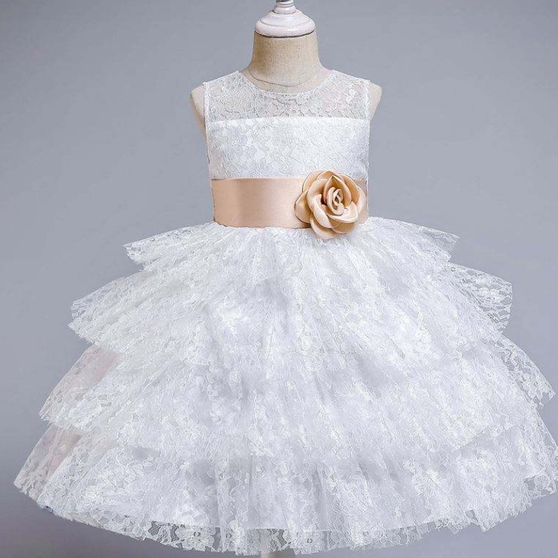 Baige Summer Fashion Tulled Dress Flower Girl Wedding Dress 12 ปีเด็กสาวเด็กชุดราตรีสีชมพูสำหรับปาร์ตี้