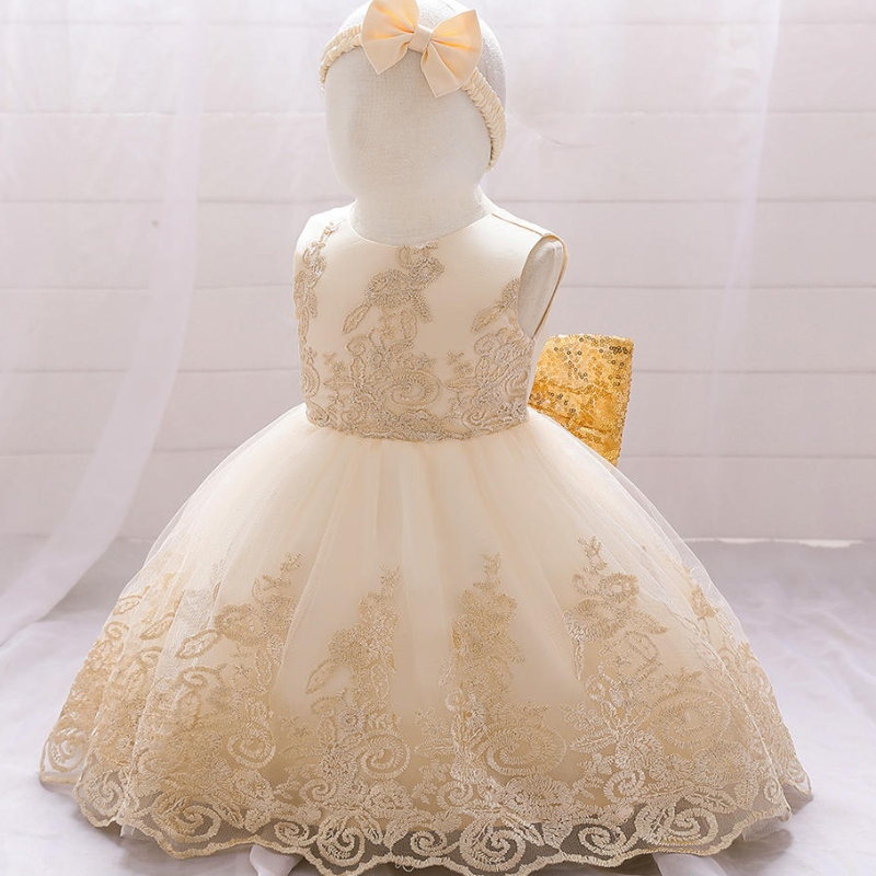 Summer Sequin Big Bow Baby Girl ชุดวันเกิดครั้งแรกงานแต่งงานชุดแต่งงานสำหรับสาวเจ้าหญิงชุดราตรีเด็กเสื้อผ้าเด็ก