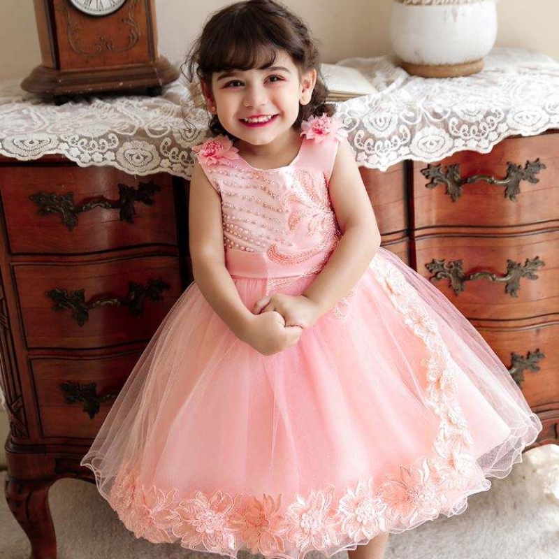 Baige สาวล่าสุดชุดเด็กเสื้อผ้า Tulle ชุดดอกไม้สำหรับสาวปาร์ตี้ชุดราตรี N2111
