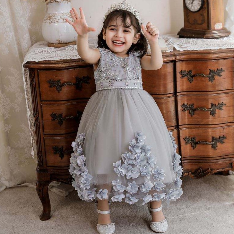 Baige ไก่งวงสไตล์เด็ก Frock Girl Dress Baige เด็กชุดวันเกิด 2 ปี N2103