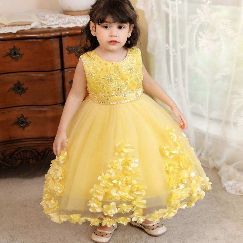 Baige ไก่งวงสไตล์เด็ก Frock Girl Dress Baige เด็กชุดวันเกิด 2 ปี N2103
