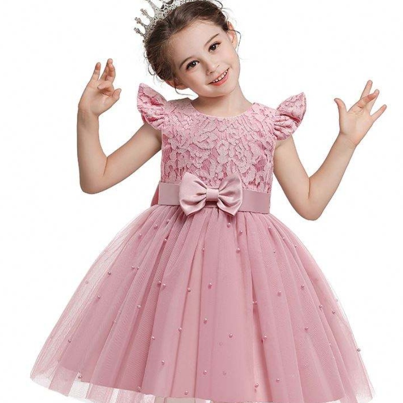 Baige Cross-Border Kids แต่งตัวขายส่งสีทึบลูกไม้ Bowknot เด็กชุดวันเกิดของเด็ก ๆ D0761