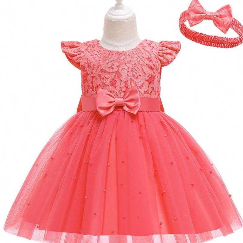 Baige Cross-Border Kids แต่งตัวขายส่งสีทึบลูกไม้ Bowknot เด็กชุดวันเกิดของเด็ก ๆ D0761