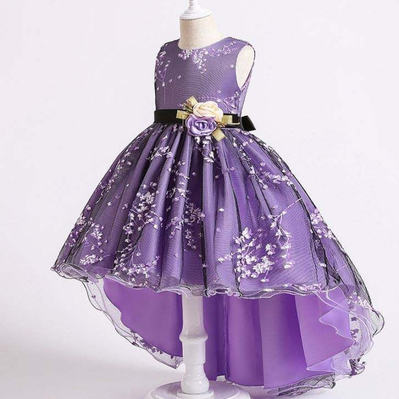 Baige Children Dress Girls Bow Wedding Gown Trailing Western Party Wear อย่างเป็นทางการ Princess Girl \\ S Dress 2153