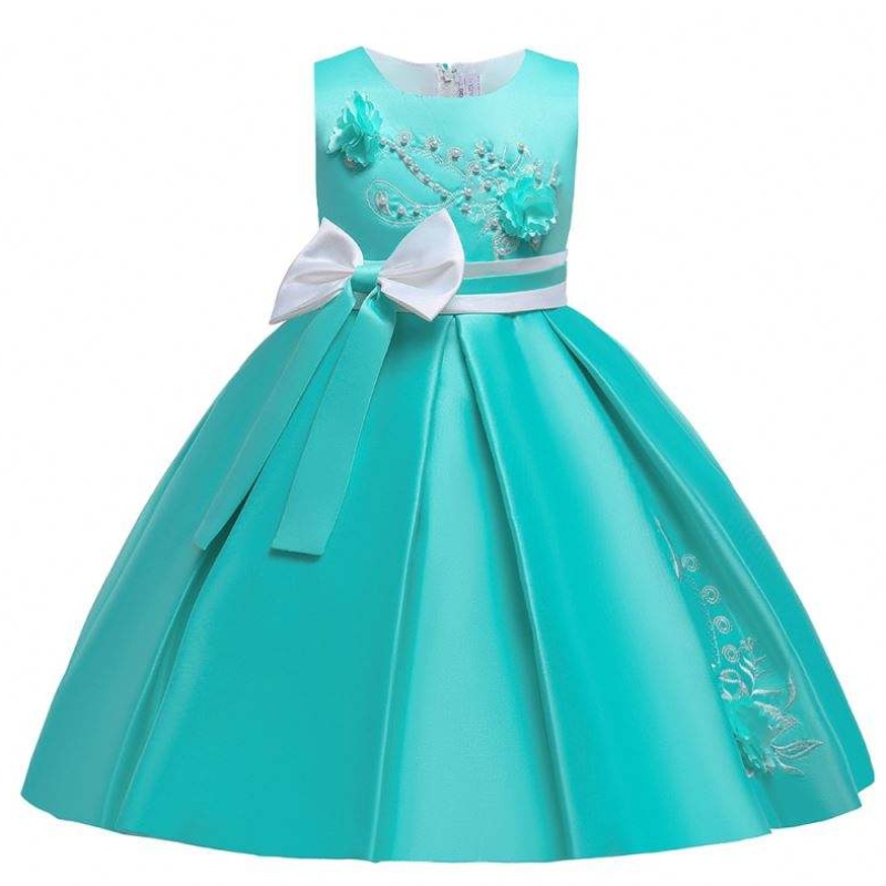 Baige Satin Pattern 4years Children Ball Gown Kid Flower Flower Girl Party Dress L5285