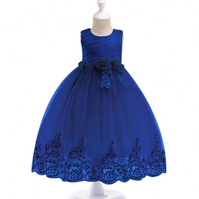 Baby Frock Design ล่าสุด Boutique Kiding Clothing Lace Sequin Girl Party Dress L7791