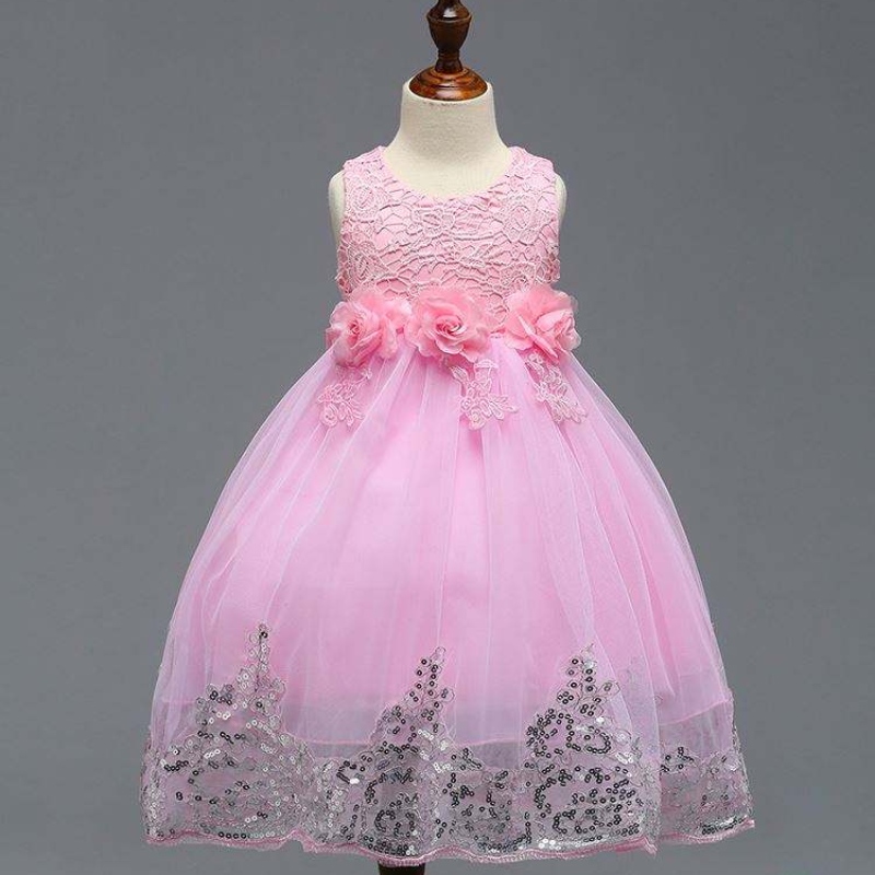 Baby Frock Design ล่าสุด Boutique Kiding Clothing Lace Sequin Girl Party Dress L7791