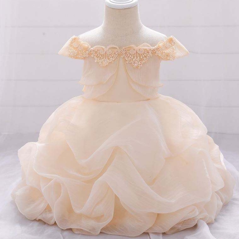 ดอกไม้ที่เป็นของแข็ง applique trailing สาวเจ้าหญิงชุดเด็กเด็กปาร์ตี้คริสต์มาสงานแต่งงานเพื่อนเจ้าสาว tulle tutu dresses l1961xz
