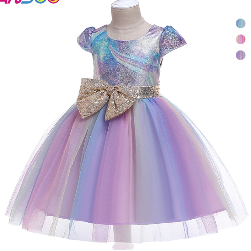 Ansoo ใหม่ Bowknot Children \\ s กระโปรงแฟชั่นเด็กชุดเจ้าหญิงชุดวันเกิดสำหรับปาร์ตี้วันเกิด
