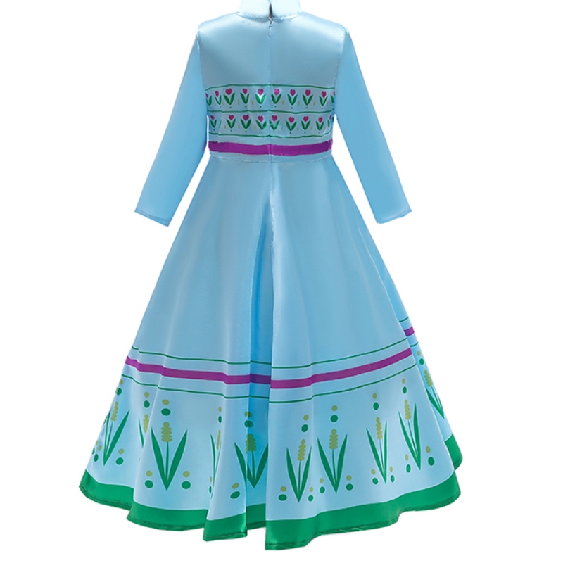เสื้อผ้าเด็กเครื่องแต่งกายฮาโลวีนเด็กผู้หญิง Anna Princess Elsa Blue Green Dress สำหรับสาว ๆ