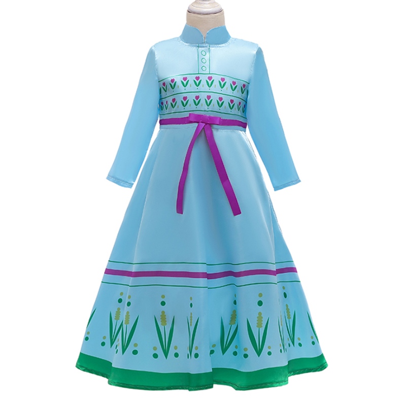 เสื้อผ้าเด็กเครื่องแต่งกายฮาโลวีนเด็กผู้หญิง Anna Princess Elsa Blue Green Dress สำหรับสาว ๆ