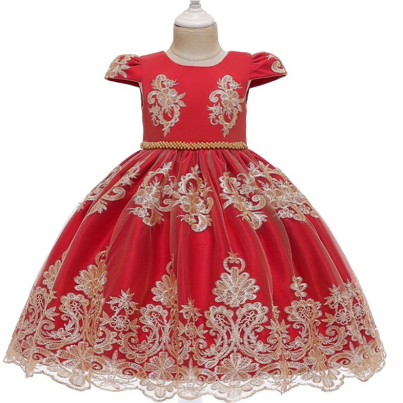 Amazon Hot Sale Baby Princess Dress Gold Lace Dress สำหรับเด็กอายุ 1-3 ปี