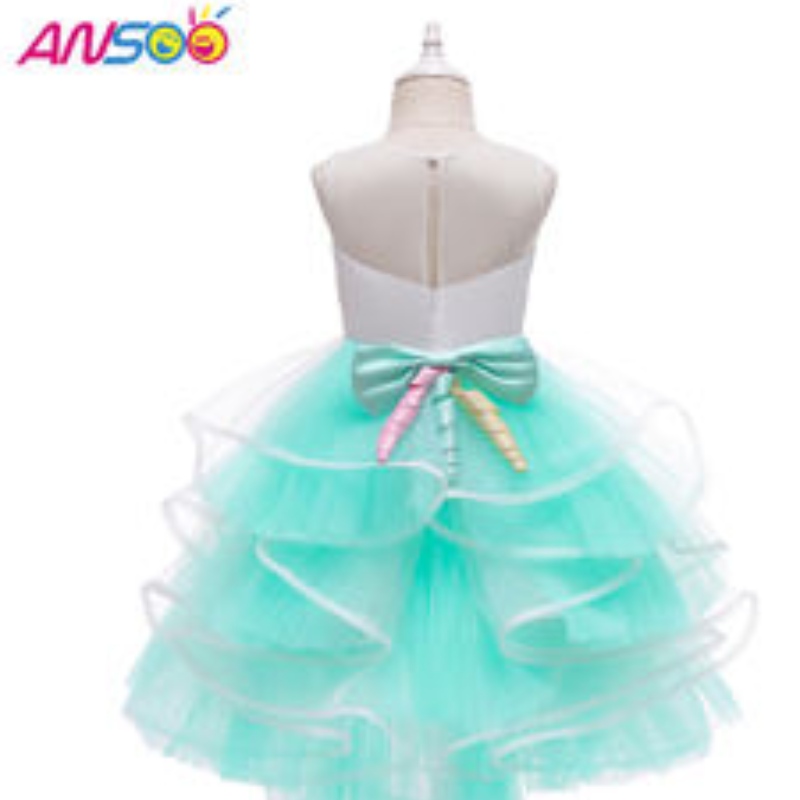 Ansoo Hot Selling Unicorn Rainbow Baby Girl ชุดวันเกิดผ้าฝ้ายสาวชุดเจ้าหญิงปาร์ตี้ชุดสำหรับเด็กผู้หญิง 1-6 ปีชุดตูตู