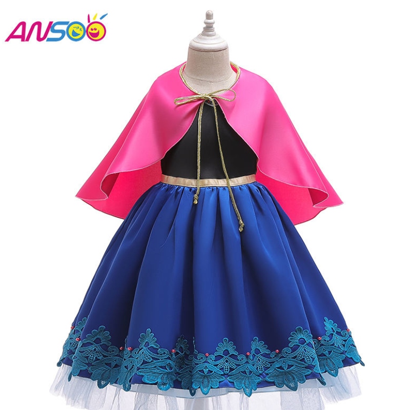 Ansoo Kids Girls Princess Queen Elsa Anna Halloween คอสเพลย์ชุดกระโปรงแฟนซีแฟนซี
