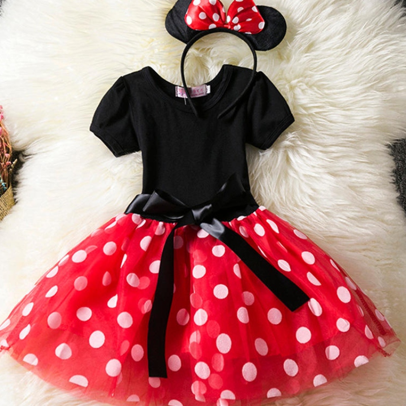 สาวคอสเพลย์การ์ตูนชุดเด็กฤดูร้อนแขนสั้น Polka Dot Princess แต่งตัวเด็กงานปาร์ตี้วันเกิดเด็ก
