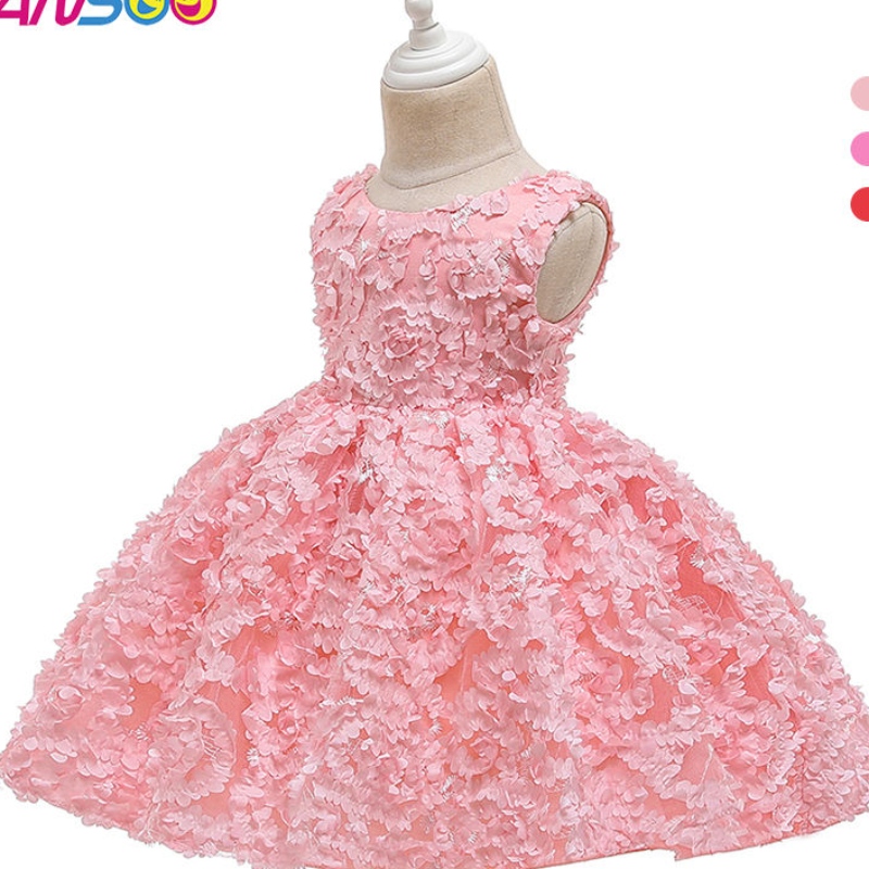 Ansoo 3 สีการปรับแต่งโรงงานโรสชุดวันเกิดครั้งแรกเด็กทารกสาวดอกไม้เจ้าหญิงเจ้าสาวชุดสีชมพูสำหรับเด็ก